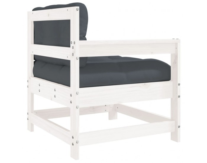 Sonata H Градински стол с възглавници, бял, масивно борово дърво