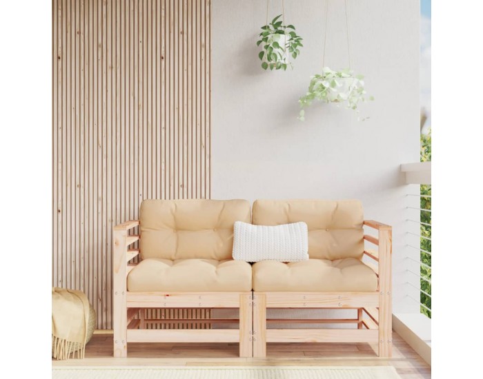 Sonata H Ъглови дивани с възглавници, 2 бр, борово дърво масив