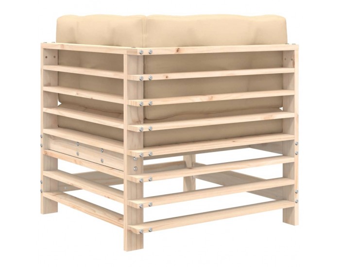 Sonata H Ъглови дивани с възглавници, 2 бр, борово дърво масив