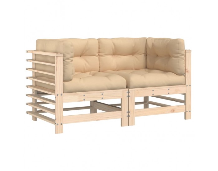 Sonata H Ъглови дивани с възглавници, 2 бр, борово дърво масив