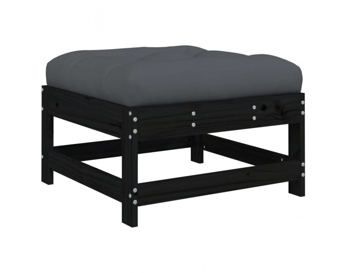 Sonata H Градински комплект с възглавници, 3 части, черен, дърво масив