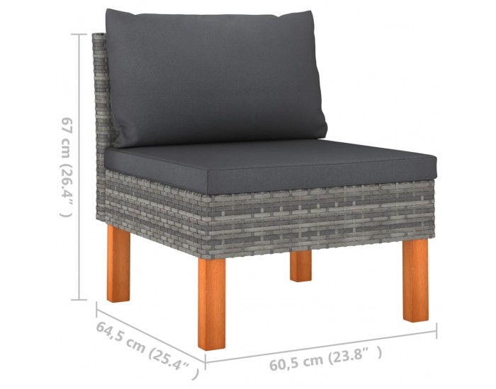 Sonata H Градински лаундж комплект, 3 части, полиратан и евкалипт масив