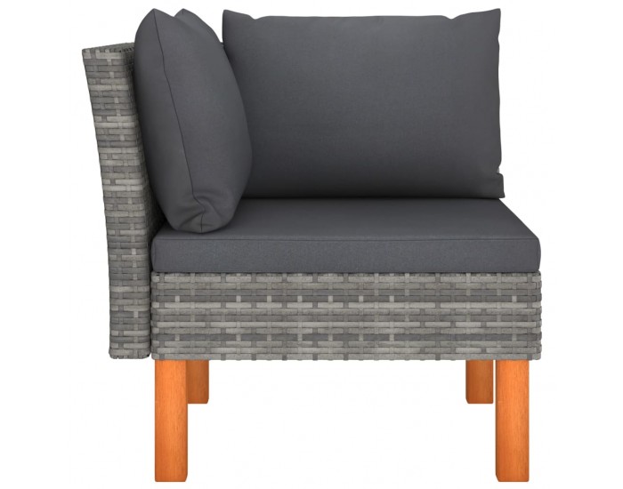 Sonata H Градински лаундж комплект, 3 части, полиратан и евкалипт масив