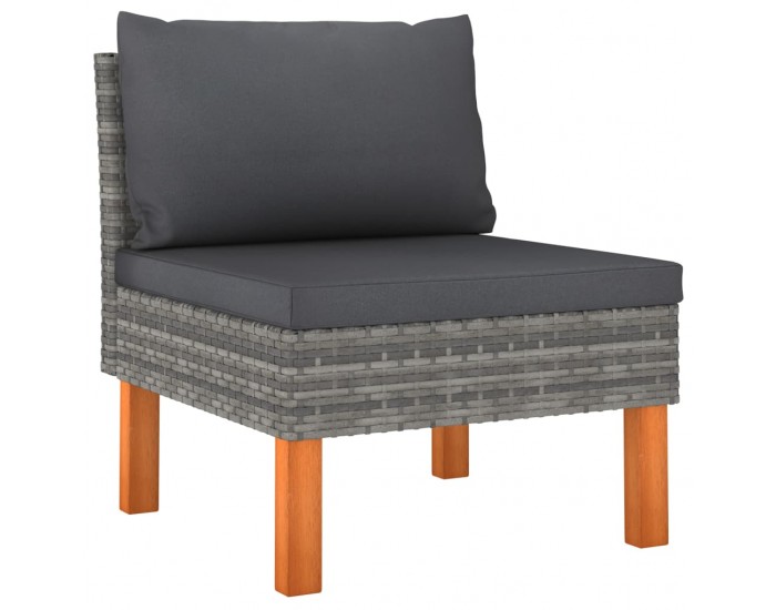 Sonata H Градински лаундж комплект, 3 части, полиратан и евкалипт масив