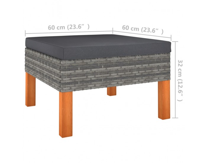 Sonata H Градински лаундж комплект, 3 части, полиратан и евкалипт масив