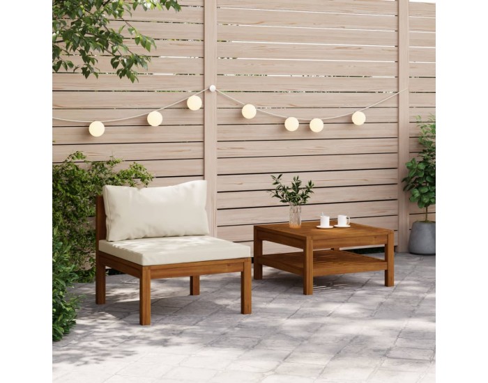 Sonata H Комплект диван 2 части с кремавобели възглавници акация масив