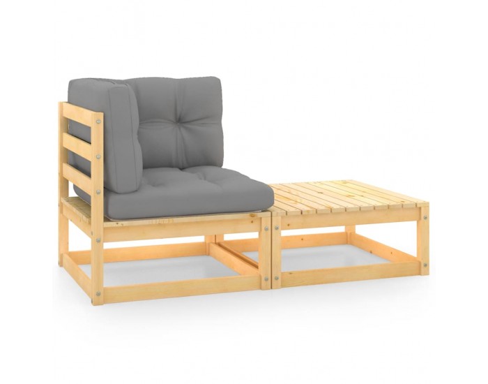 Sonata H Градински лаундж комплект, 2 части, с възглавници, бор масив