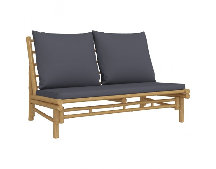 Sonata H Градински лаундж комплект тъмносиви възглавници 2 части бамбук