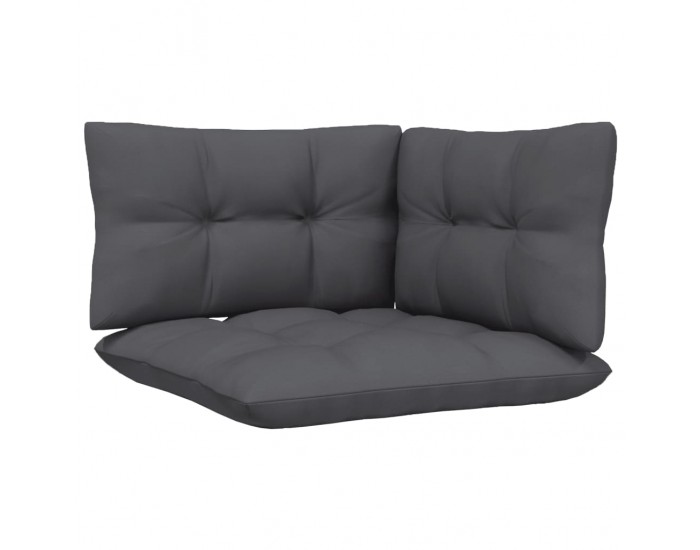 Sonata H Градински комплект от 3 части, с възглавници, черен, бор масив