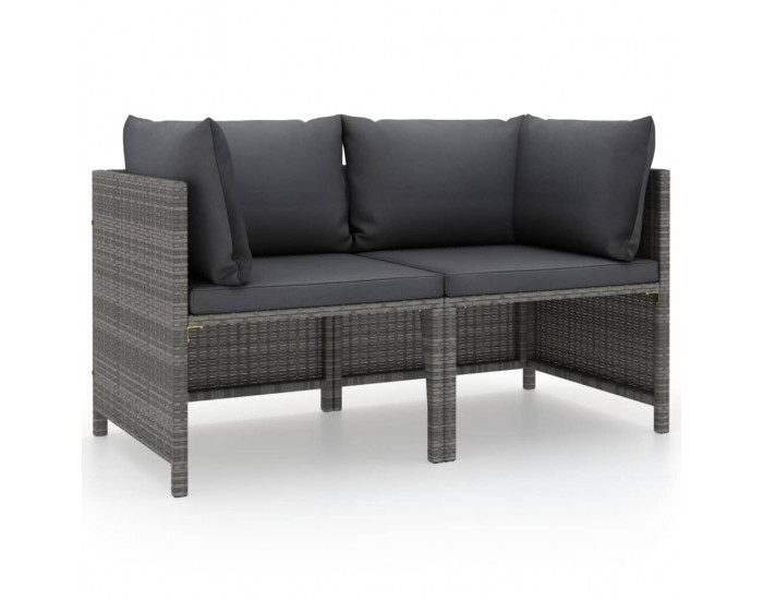 Sonata H 2-местен градински диван с възглавници, сив, полиратан