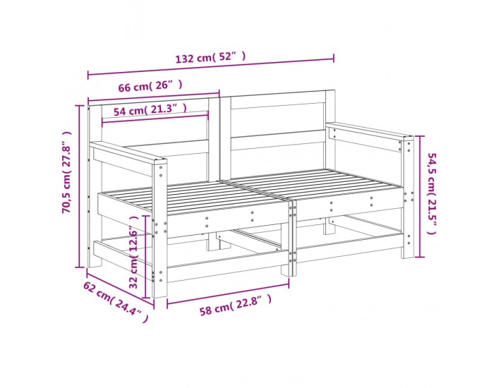Sonata H Градински ъглови дивани, 2 бр, бели, бор масив