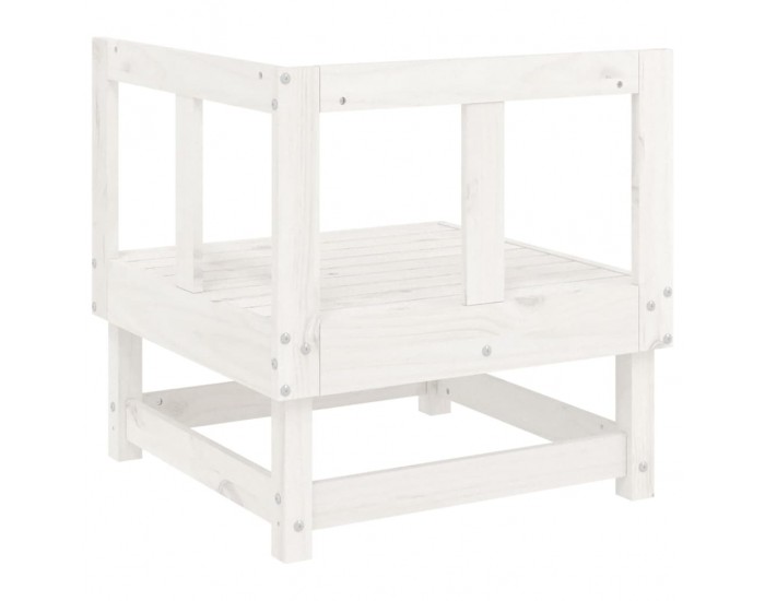 Sonata H Градински ъглов диван, бял, бор масив