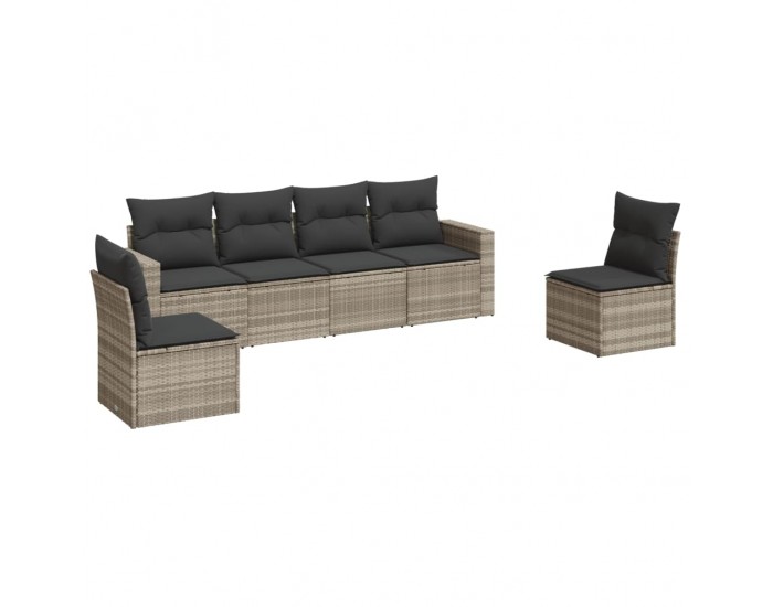 Sonata H Градински комплект с възглавници, 6 части, светлосив полиратан