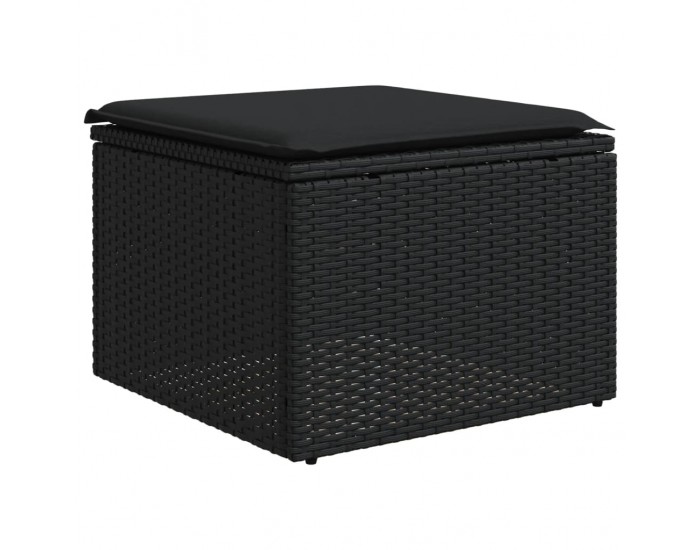 Sonata H Градински комплект с възглавници, 5 части, черен полиратан