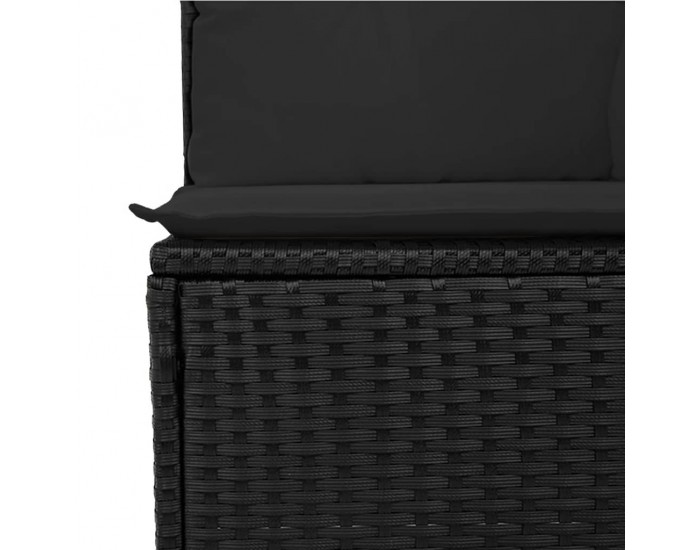Sonata H Градински диван с възглавници, 6 части, черен, полиратан