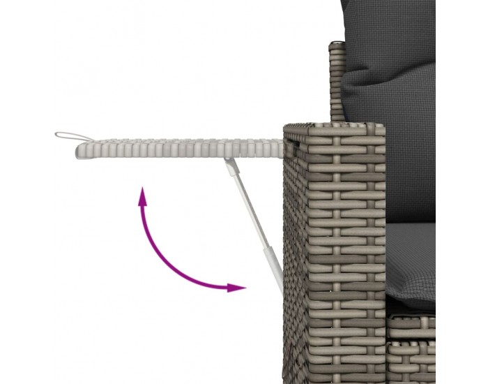 Sonata H Градински диван с възглавници, 6 части, полиратан, сив