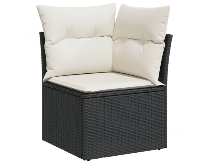 Sonata H Градински комплект диван с възглавници 8 части черен полиратан