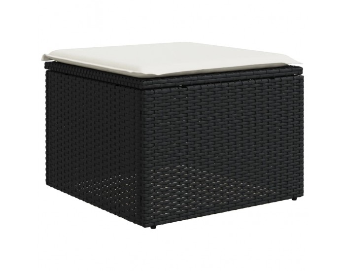 Sonata H Градински комплект диван с възглавници 8 части черен полиратан