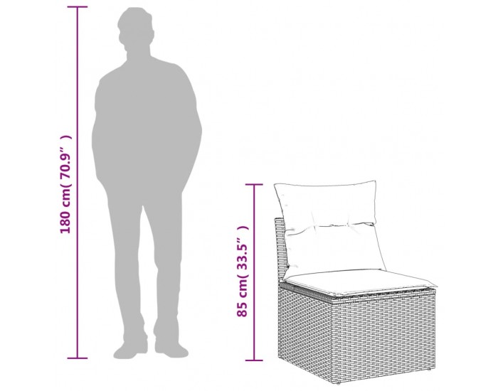 Sonata H Градински комплект диван с възглавници 8 части сив полиратан