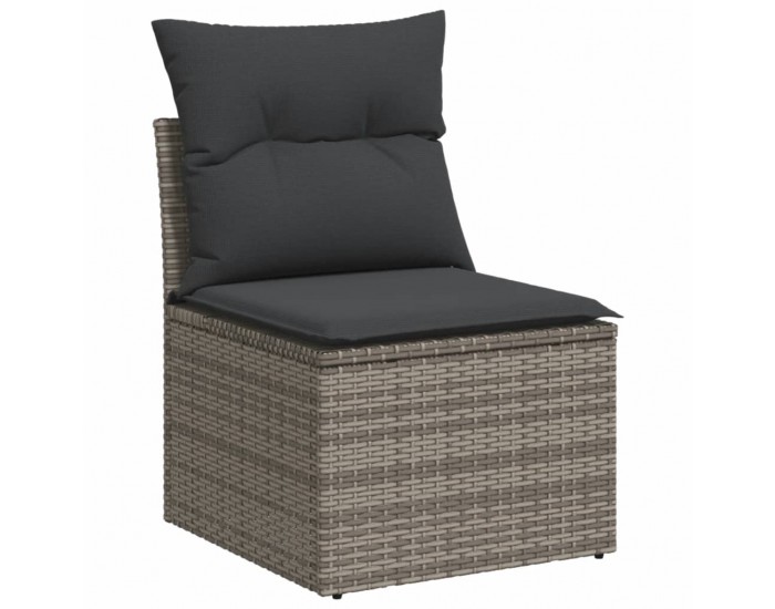 Sonata H Градински комплект диван с възглавници 8 части сив полиратан