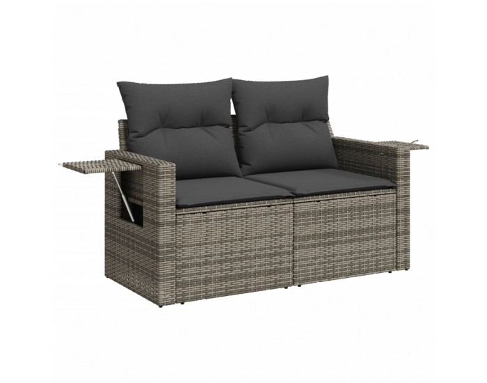 Sonata H Градински комплект диван с възглавници 8 части сив полиратан