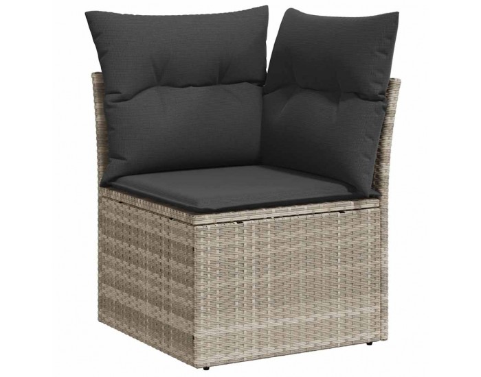 Sonata H Градински комплект с възглавници, 6 части, светлосив полиратан