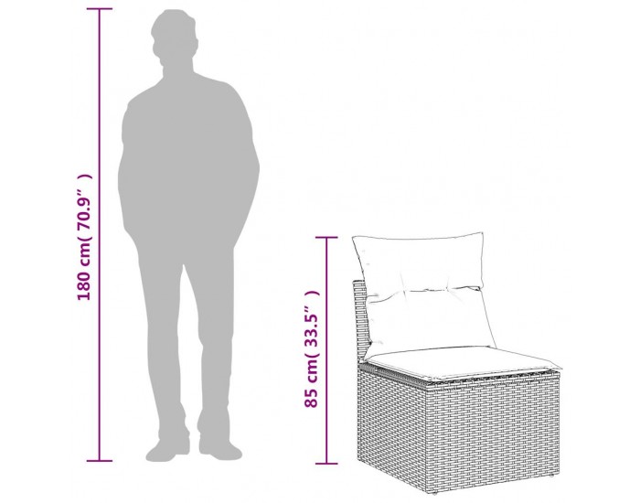 Sonata H Градински комплект с възглавници, 6 части, светлосив полиратан