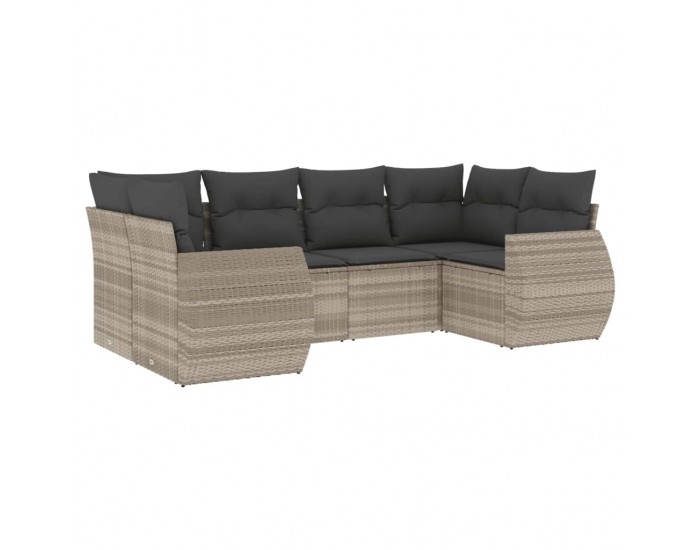 Sonata H Градински комплект с възглавници, 6 части, светлосив полиратан