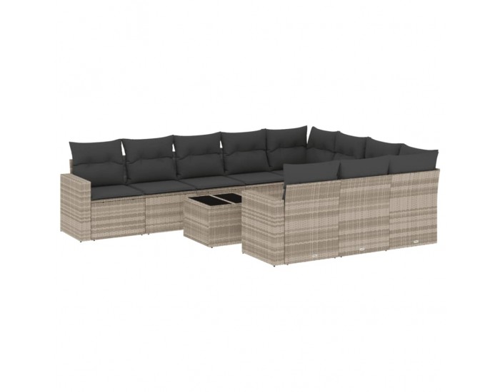 Sonata H Градински комплект с възглавници, 11 части, светлосив полиратан