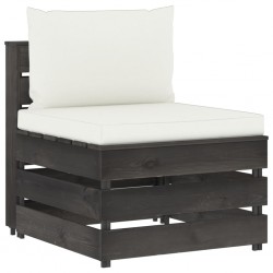 Sonata H Секционен среден диван с възглавници, сиво импрегнирано дърво - Инструменти, Аксесоари за градината