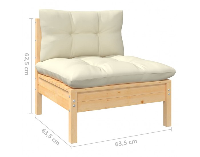 Sonata H Градински комплект от 3 части с кремави възглавници бор масив