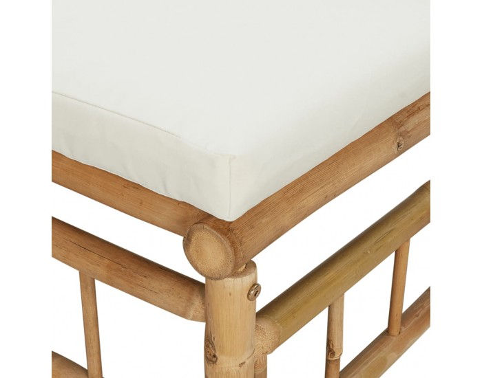 Sonata H Градински лаундж комплект с кремави възглавници 2 части бамбук