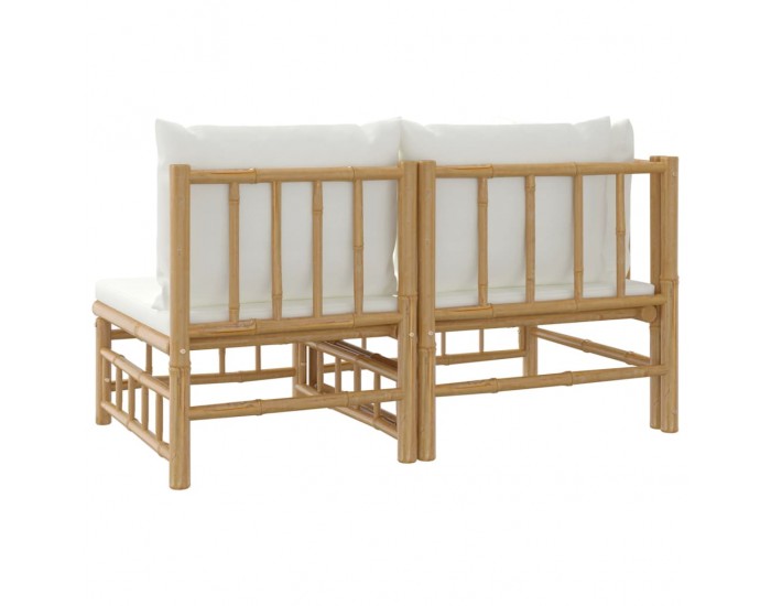 Sonata H Градински лаундж комплект с кремави възглавници 2 части бамбук