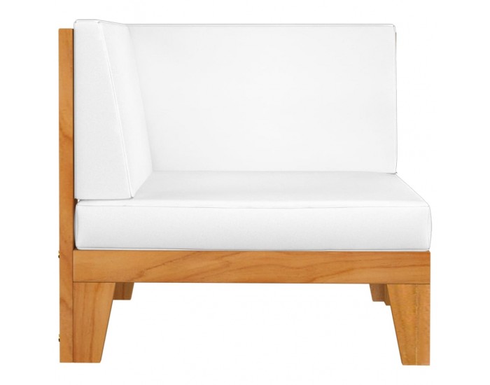 Sonata H Модулен ъглов диван с кремавобели възглавници, акация масив