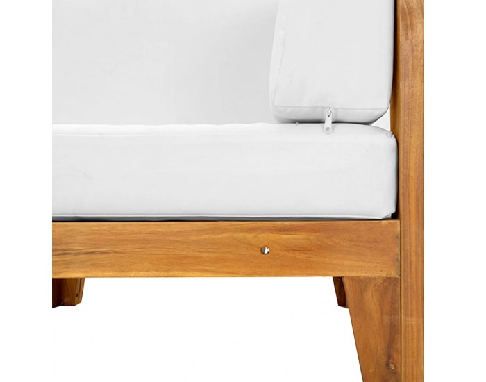 Sonata H Модулен ъглов диван с кремавобели възглавници, акация масив