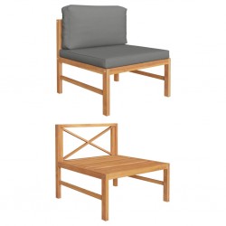 Sonata H Среден диван с тъмносиви възглавници, тиково дърво масив - Инструменти, Аксесоари за градината