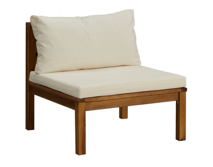 Sonata H Модулен среден диван с кремавобели възглавници, акация масив