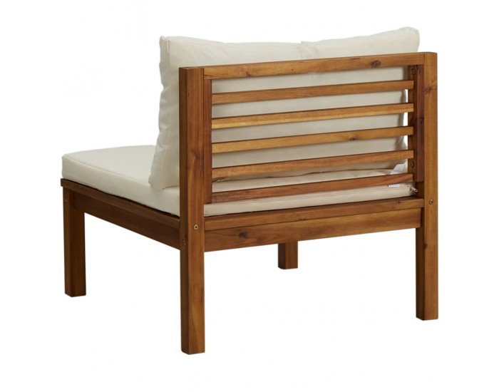 Sonata H Модулен среден диван с кремавобели възглавници, акация масив