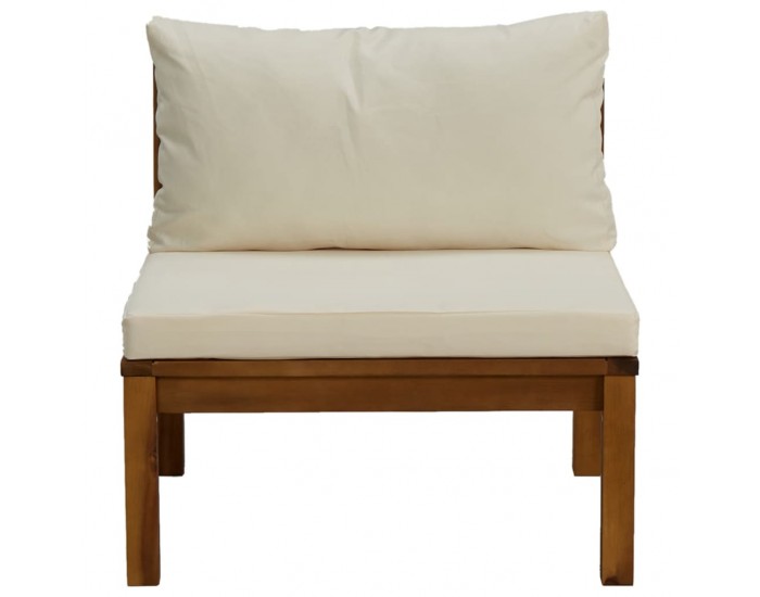 Sonata H Модулен среден диван с кремавобели възглавници, акация масив