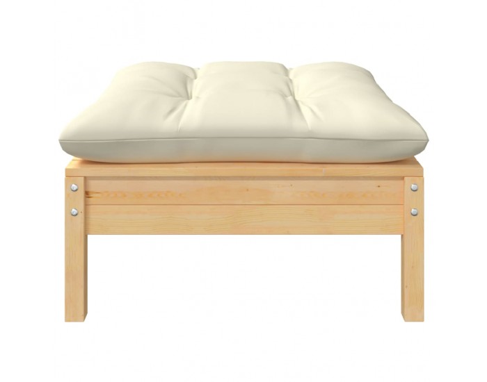 Sonata H 2-местен градински диван с кремави възглавници, бор масив