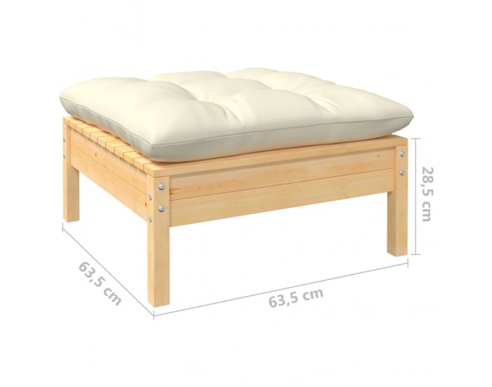 Sonata H 2-местен градински диван с кремави възглавници, бор масив