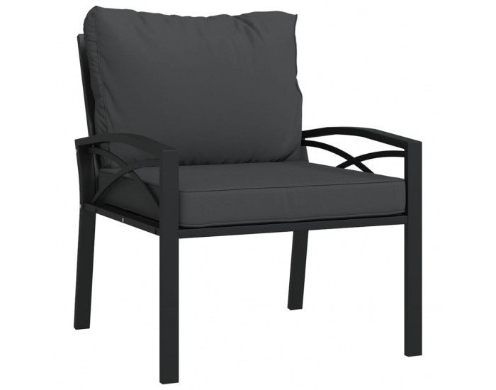 Sonata H Градински стол със сиви възглавници 68x76x79 см стомана