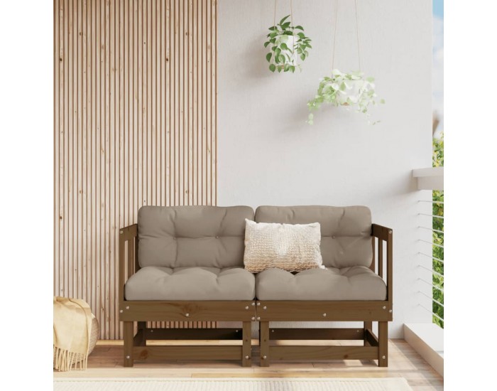 Sonata H Градински ъглови дивани, 2 бр, меденокафяви, бор масив