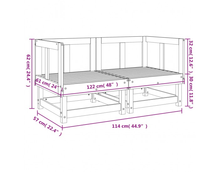 Sonata H Градински ъглови дивани, 2 бр, меденокафяви, бор масив