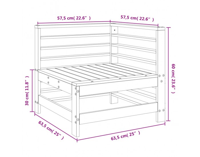 Sonata H Градински ъглов диван, импрегниран бор