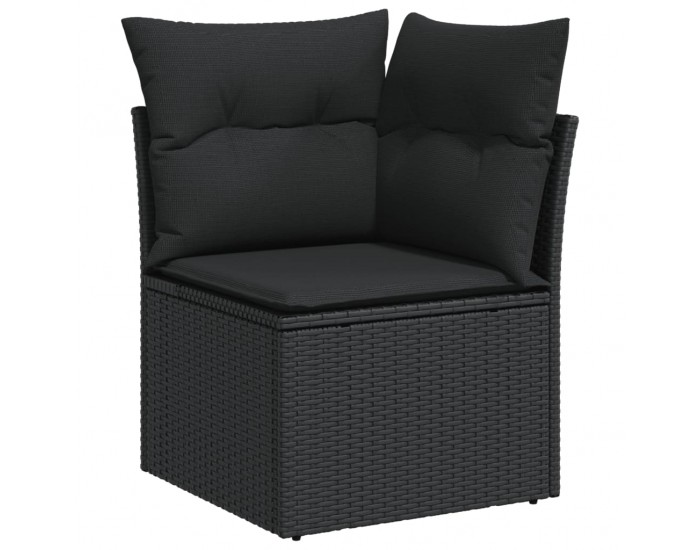 Sonata H Градински комплект диван с възглавници 8 части черен полиратан