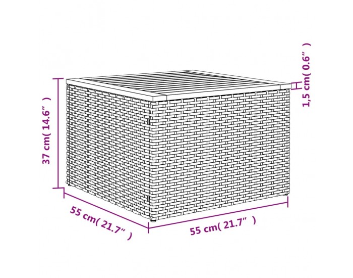 Sonata H Градински комплект диван с възглавници 8 части черен полиратан