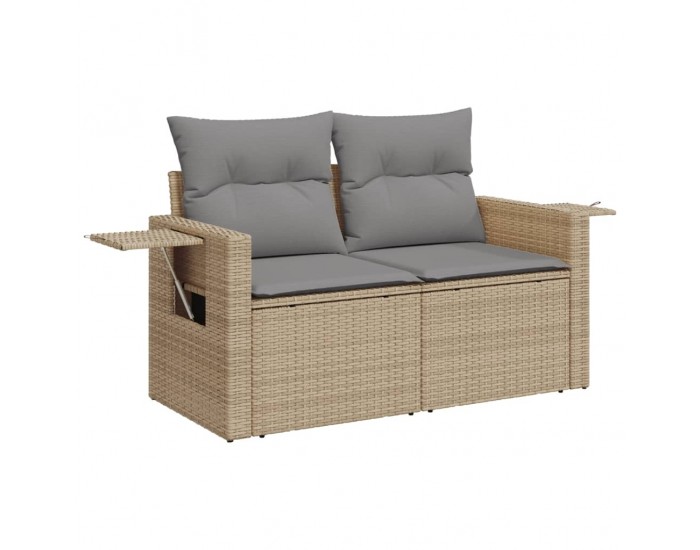 Sonata H Градински диван с възглавници, 10 части, бежов полиратан