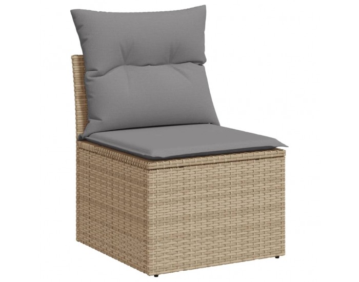 Sonata H Градински диван с възглавници, 11 части, бежов полиратан