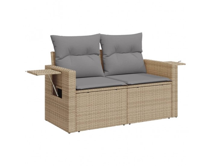 Sonata H Градински диван с възглавници, 11 части, бежов полиратан